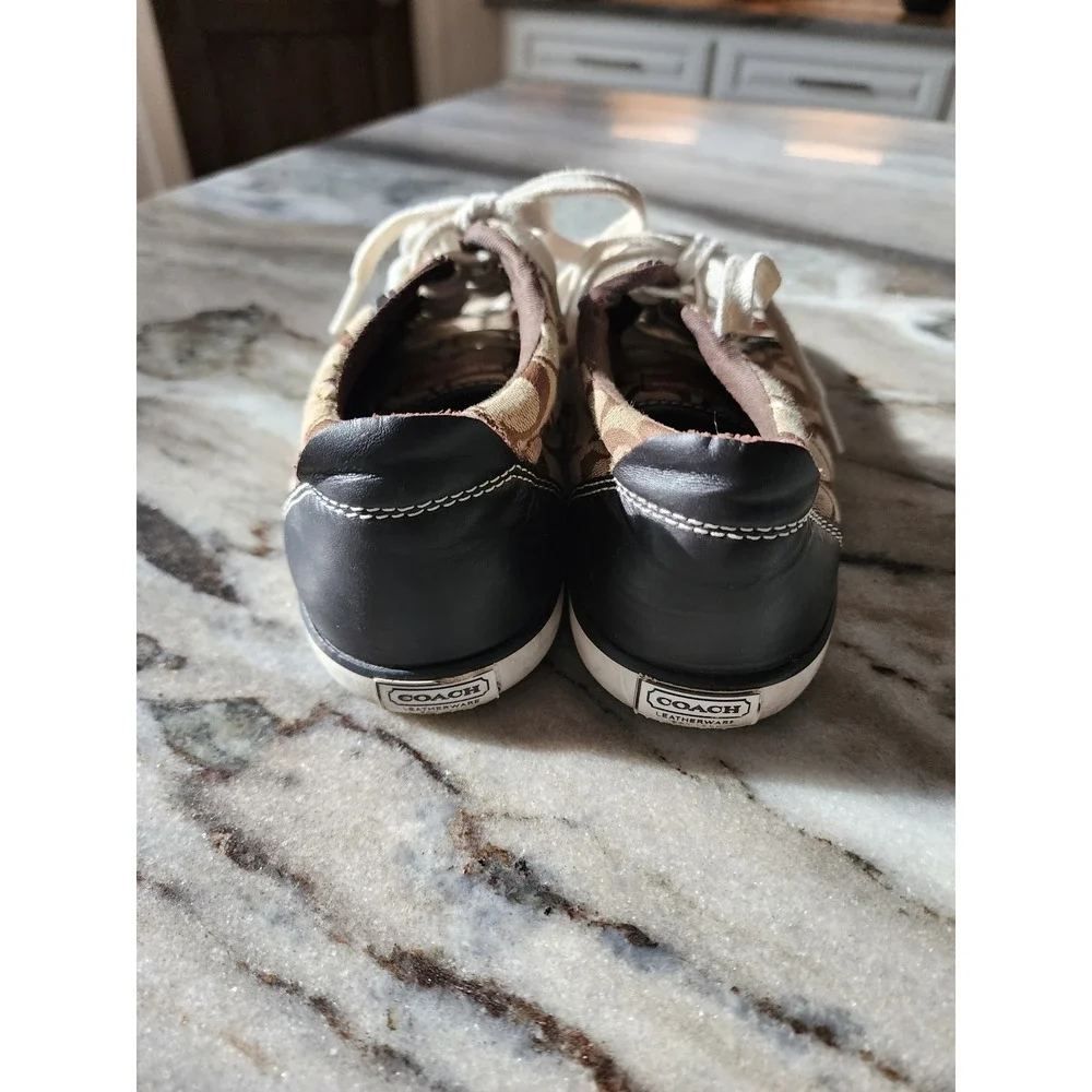Coach Brown Monogram Barrett Jacquard Low Top Sneakers Womens Sneakers